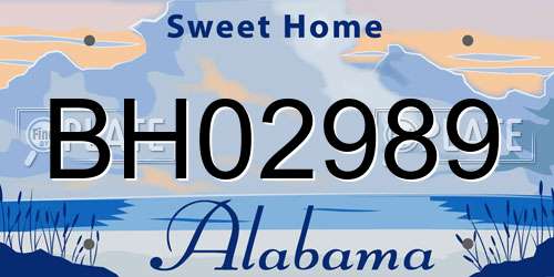 BH02989 Alabama License Plate