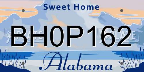 BH0P162 Alabama License Plate