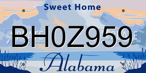 BH0Z959 Alabama License Plate