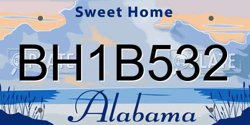 BH1B532 Alabama License Plate