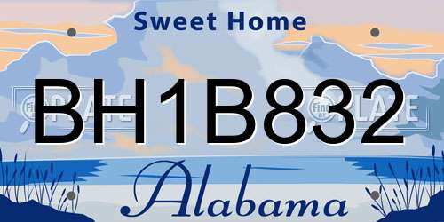 BH1B832 Alabama License Plate