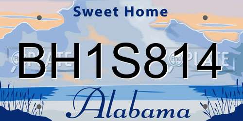 BH1S814 Alabama License Plate
