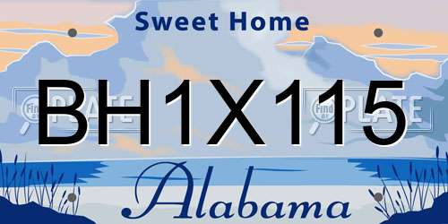 BH1X115 Alabama License Plate
