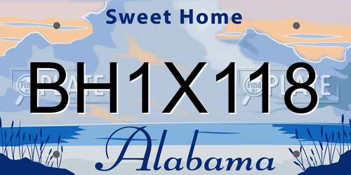 BH1X118 Alabama License Plate