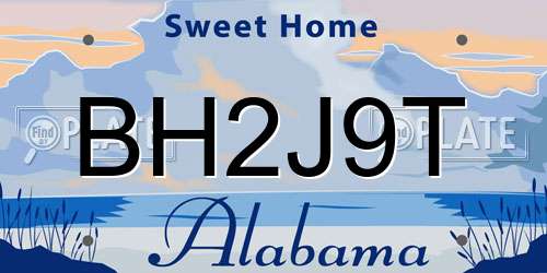 BH2J9T Alabama License Plate