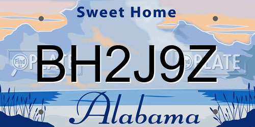 BH2J9Z Alabama License Plate