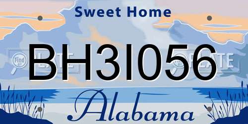 BH3I056 Alabama License Plate