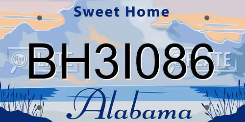 BH3I086 Alabama License Plate