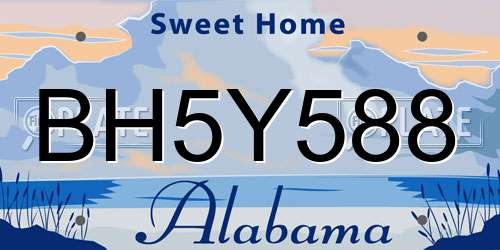 BH5Y588 Alabama License Plate