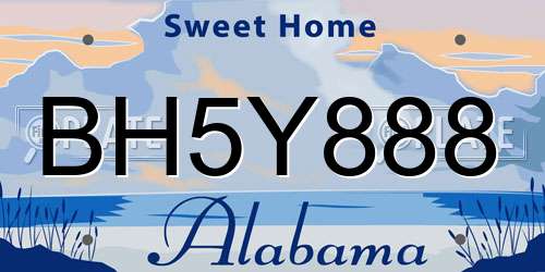 BH5Y888 Alabama License Plate