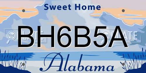 BH6B5A Alabama License Plate
