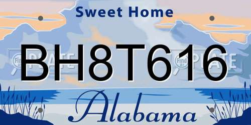 BH8T616 Alabama License Plate