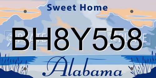 BH8Y558 Alabama License Plate