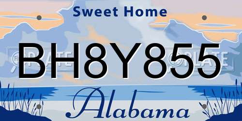 BH8Y855 Alabama License Plate