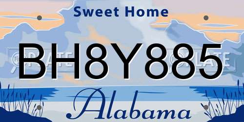 BH8Y885 Alabama License Plate