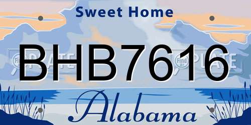BHB7616 Alabama License Plate