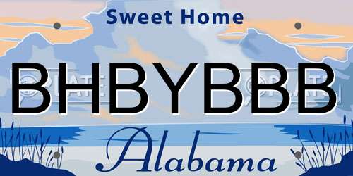 BHBYBBB Alabama License Plate