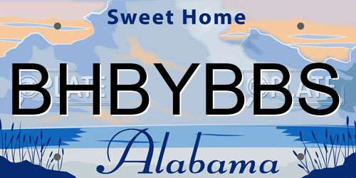 BHBYBBS Alabama License Plate