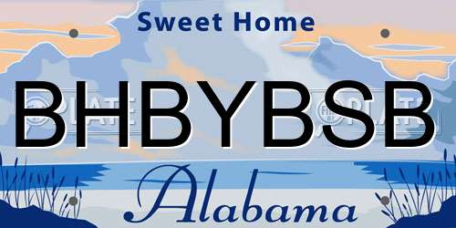 BHBYBSB Alabama License Plate
