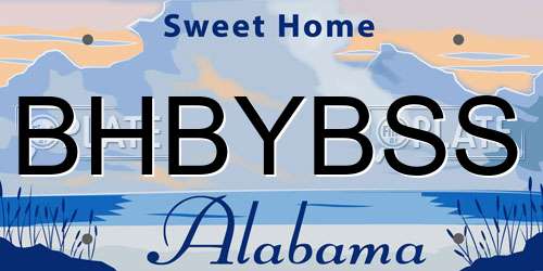 BHBYBSS Alabama License Plate