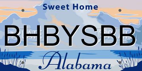 BHBYSBB Alabama License Plate