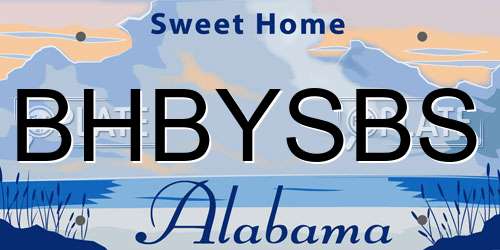 BHBYSBS Alabama License Plate