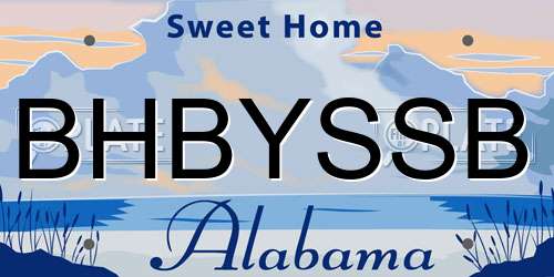 BHBYSSB Alabama License Plate