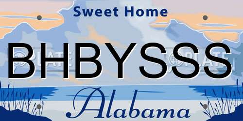 BHBYSSS Alabama License Plate