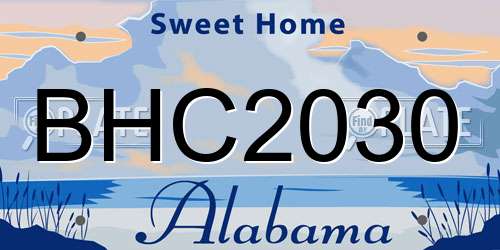 BHC2030 Alabama License Plate