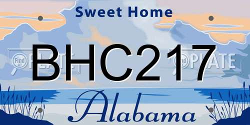 BHC217 Alabama License Plate