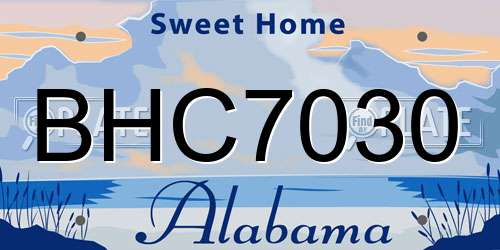 BHC7030 Alabama License Plate