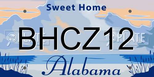 BHCZ12 Alabama License Plate