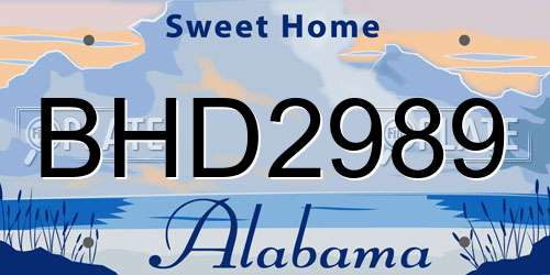 BHD2989 Alabama License Plate