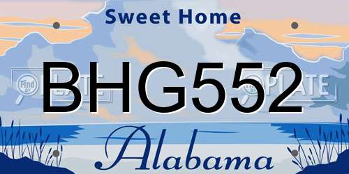 BHG552 Alabama License Plate
