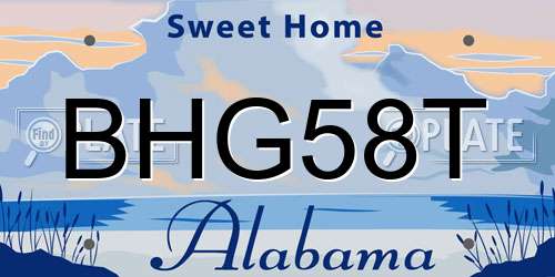 BHG58T Alabama License Plate