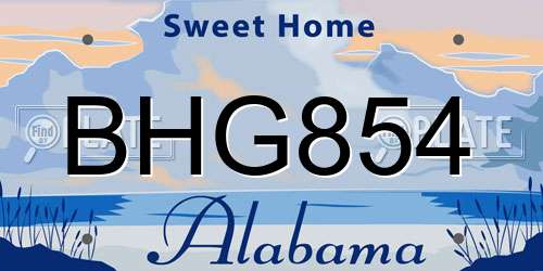 BHG854 Alabama License Plate