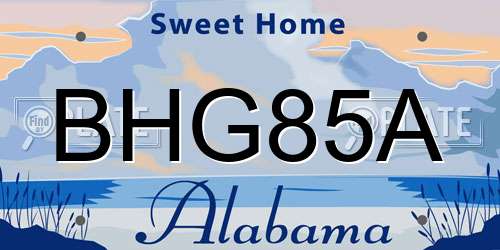BHG85A Alabama License Plate