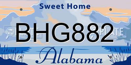 BHG882 Alabama License Plate
