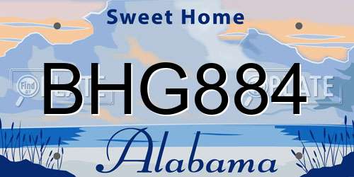 BHG884 Alabama License Plate