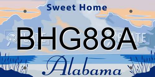 BHG88A Alabama License Plate