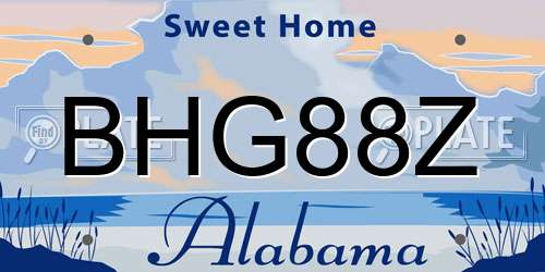 BHG88Z Alabama License Plate