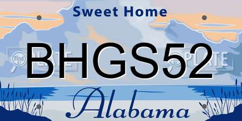BHGS52 Alabama License Plate