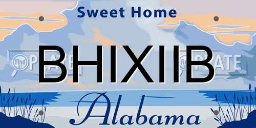 BHIXIIB Alabama License Plate
