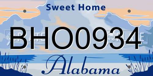 BHO0934 Alabama License Plate