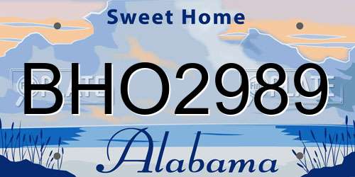 BHO2989 Alabama License Plate