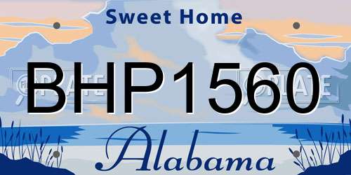 BHP1560 Alabama License Plate