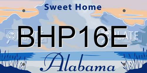 BHP16E Alabama License Plate
