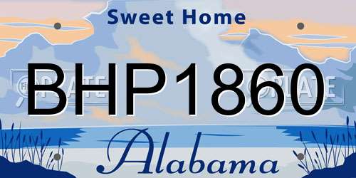 BHP1860 Alabama License Plate