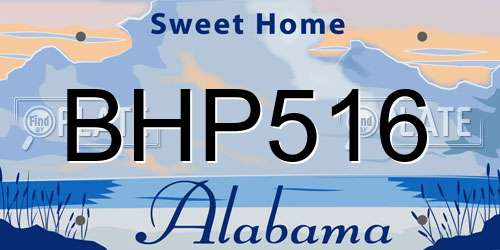 BHP516 Alabama License Plate