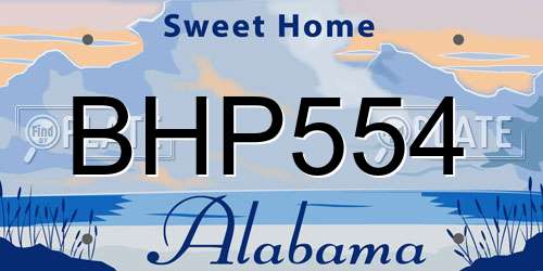 BHP554 Alabama License Plate